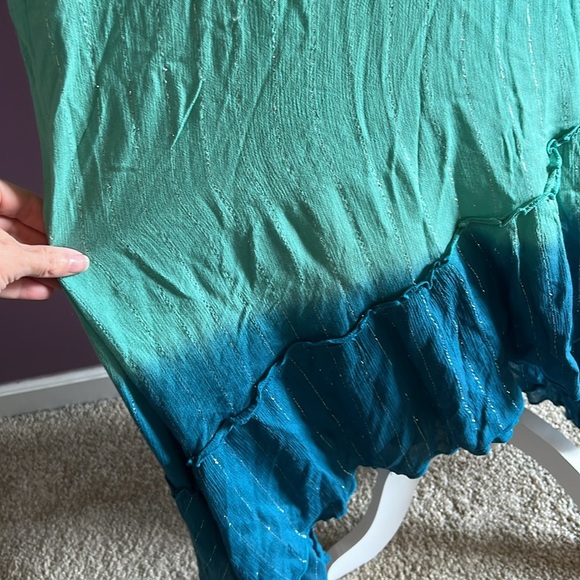 Z and L wrap skirt swim suit cover green ombre white silver stripe size medium - Picture 3 of 8